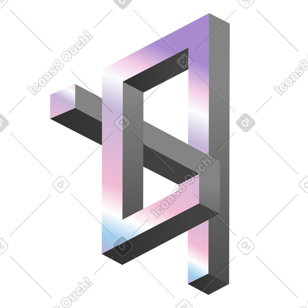 Interlocking angular figure, Impossible geometric shape illustration in Illusion style download in PNG, SVG