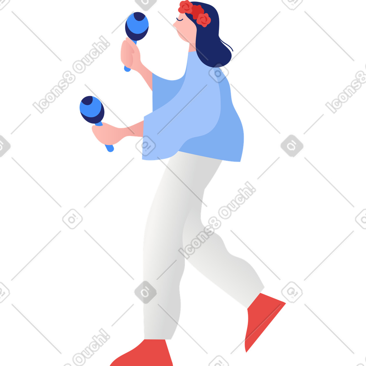 Ilustración Chica con maracas en estilo Clip a descargar en PNG y SVG