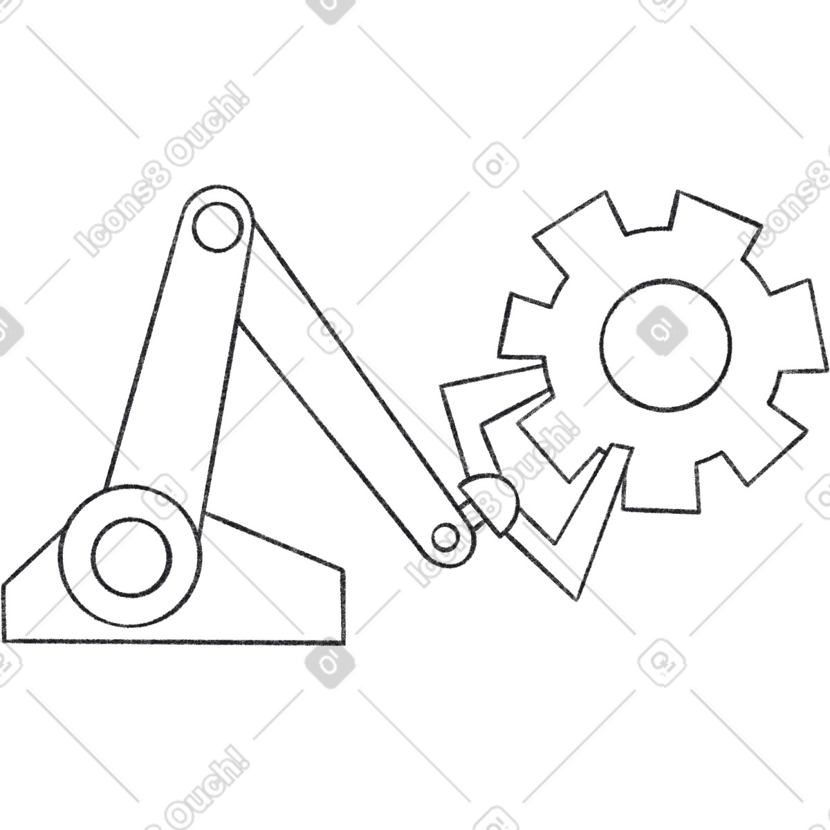 Ilustración Robotic arm holding a gear en estilo Bonbon Line descargar en PNG y SVG