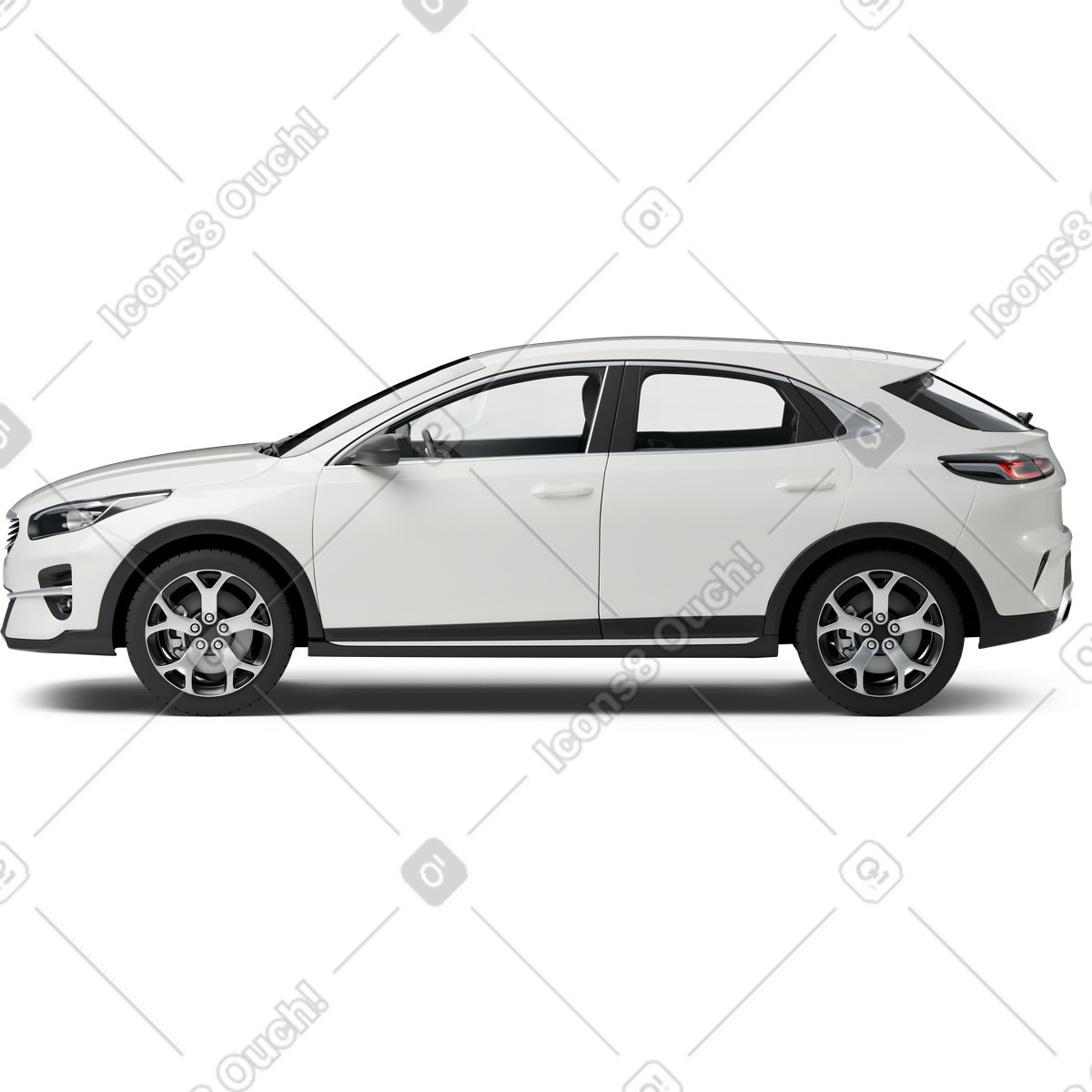 White car side view illustration in 3D Business style download in PNG, SVG