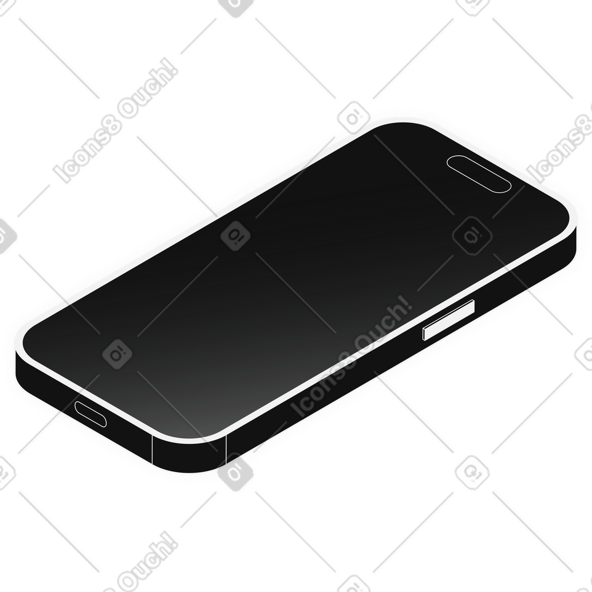 Ilustración Gradiente isométrico del teléfono inteligente en estilo Inverse a descargar en PNG y SVG