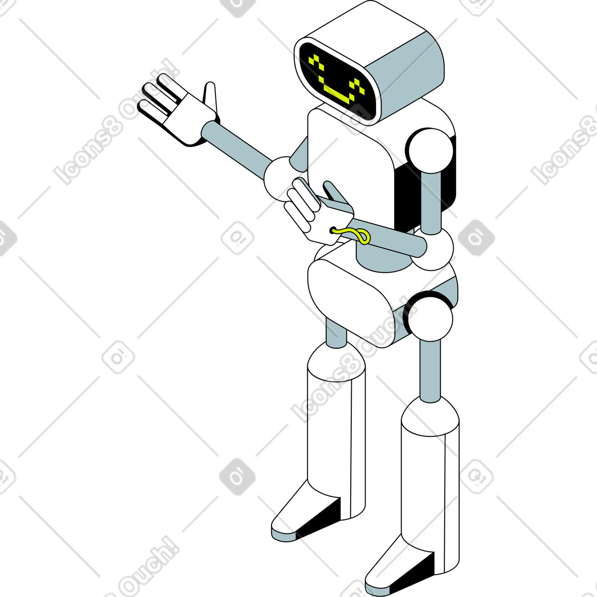 Robot androide illustrazione in stile Isometric scarica in PNG, SVG