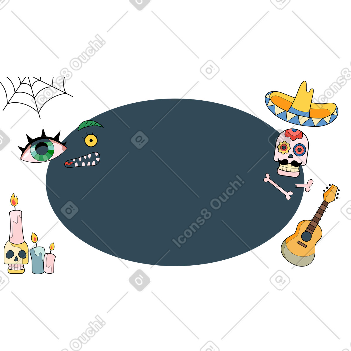 Creature spettrali sullo sfondo di halloween illustrazione in stile Surr scarica in PNG, SVG