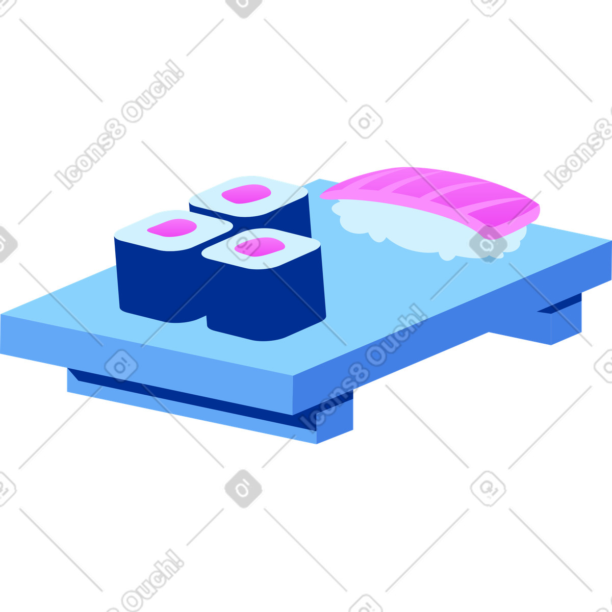 Ilustración Plato de madera para sushi en estilo Glossy a descargar en PNG y SVG