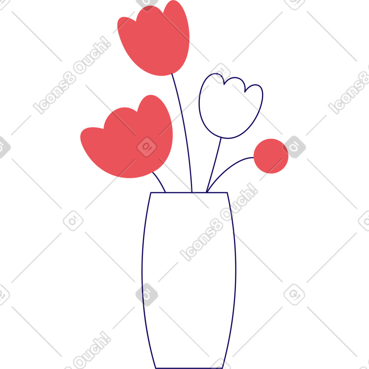 Illustration Vase avec des fleurs dans le style Bendy à télécharger aux formats PNG, SVG