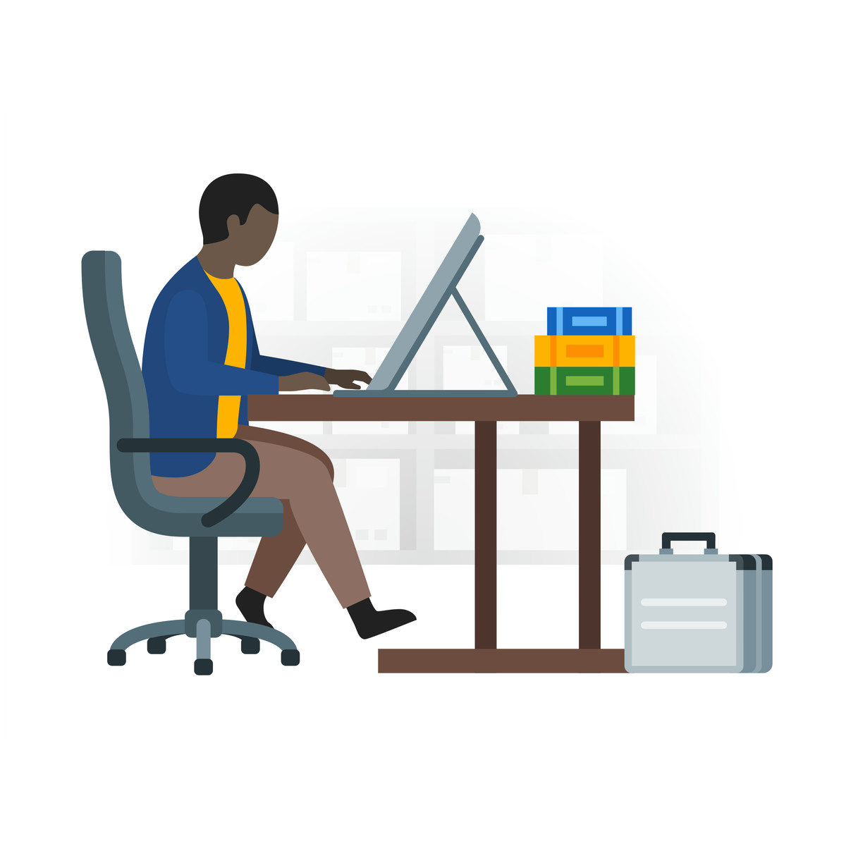 Illustration Office worker dans le style Fogg à télécharger aux formats PNG, SVG