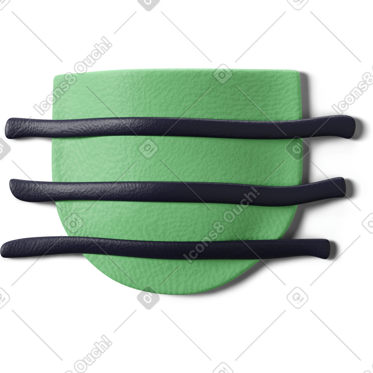Green pocket with horizontal black lines illustration in 3D Stripy style download in PNG, SVG