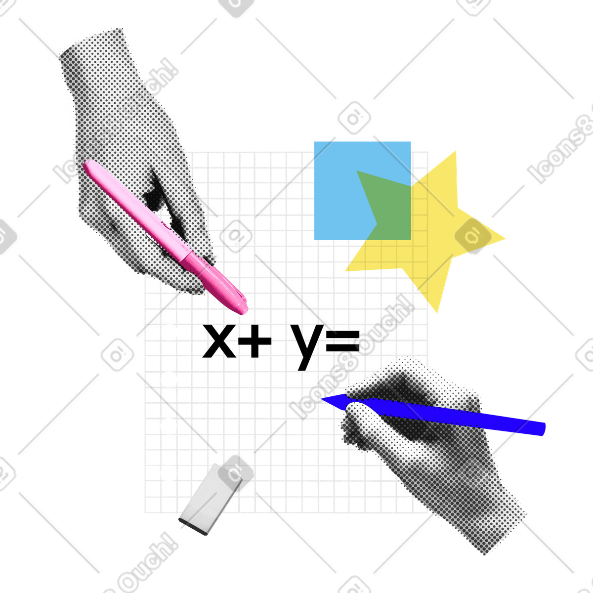 辅导——解决数学问题插图，PNG、SVG格式