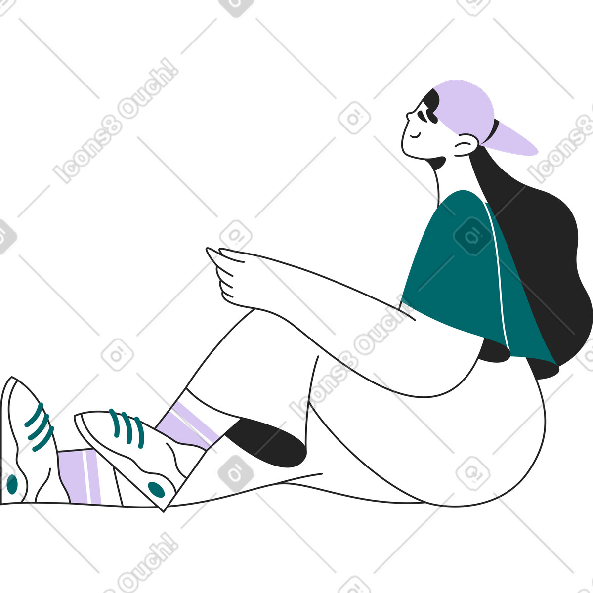 Ilustração de Menina em no estilo Sammy Line para baixar em PNG, SVG