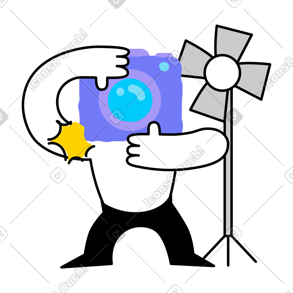 Illustration Personnage faisant une séance photo dans le style Giggle à télécharger aux formats PNG, SVG