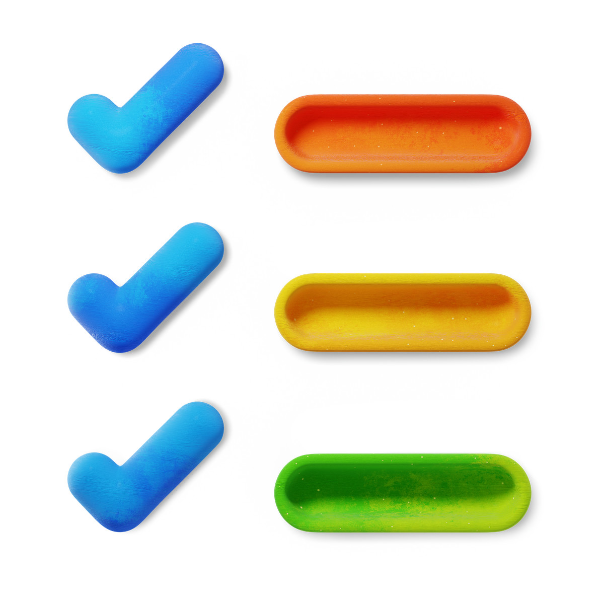 Illustration Colorful to do list with checkmarked completed tasks dans le style 3D Microsoft Fluent à télécharger aux formats PNG, SVG