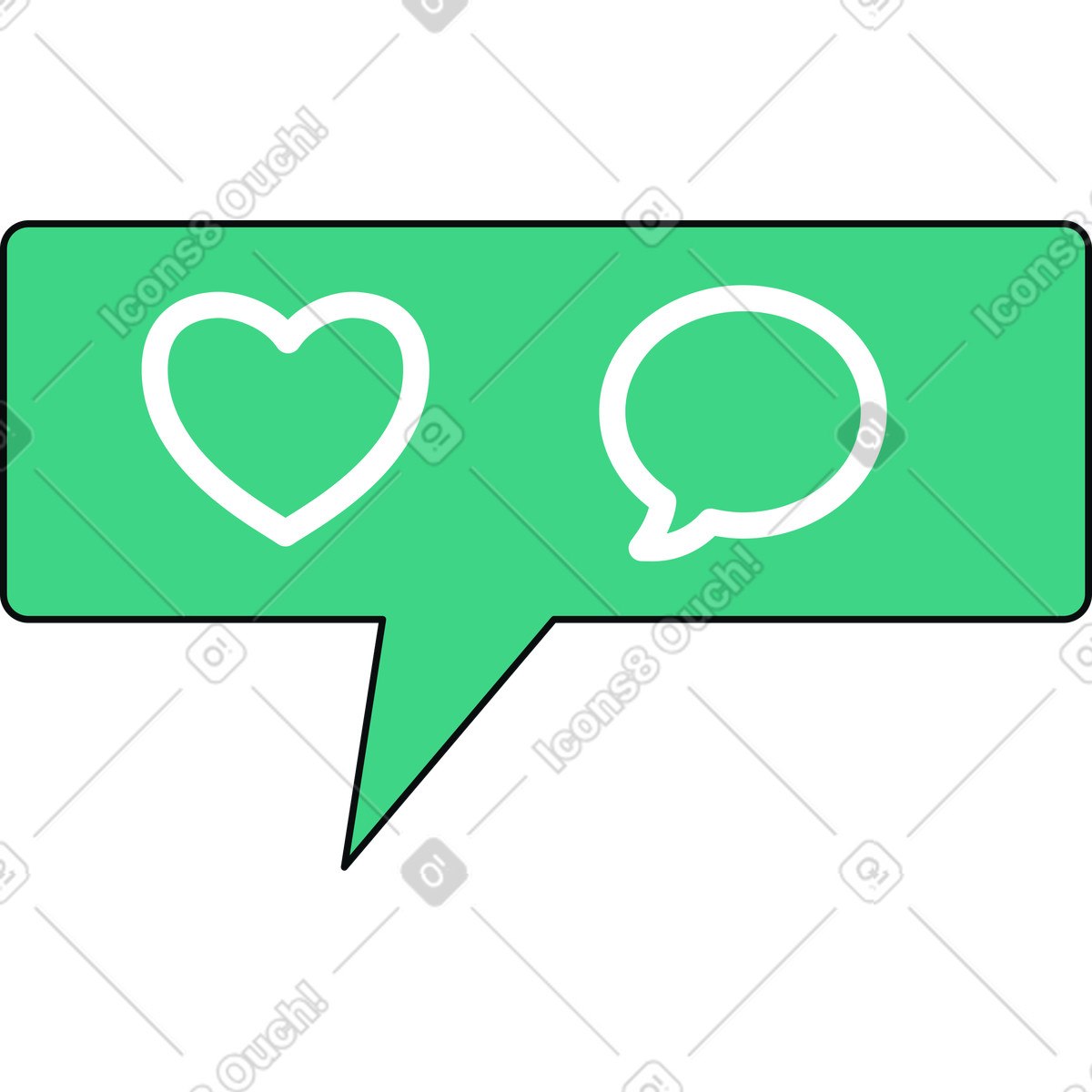 Illustration Bulle de dialogue avec commentaire et like dans le style Teko à télécharger aux formats PNG, SVG