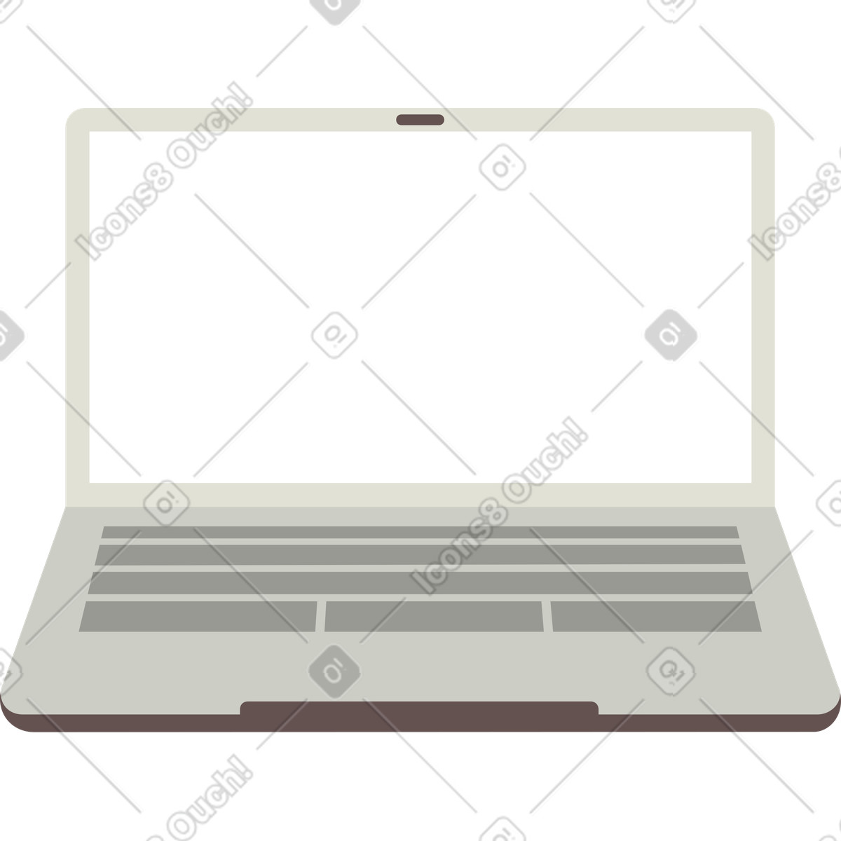 Lagom スタイルの Office laptop computer with blank screen front view のイラストをPNG、SVG形式でダウンロード