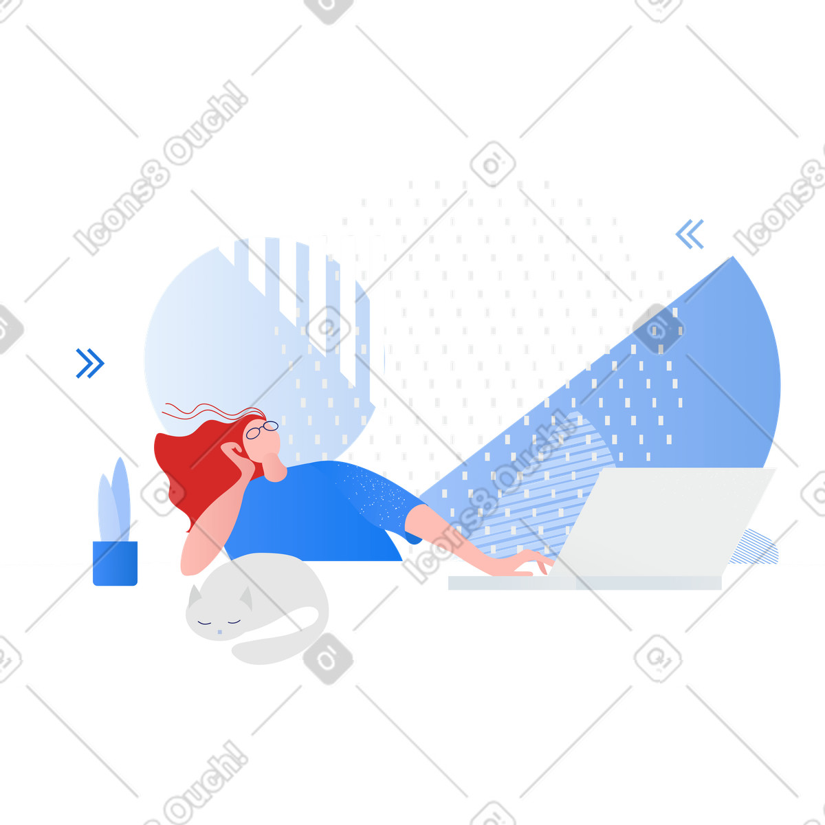 Home workspace with laptop and cat illustration environment clipart high-quality graphics