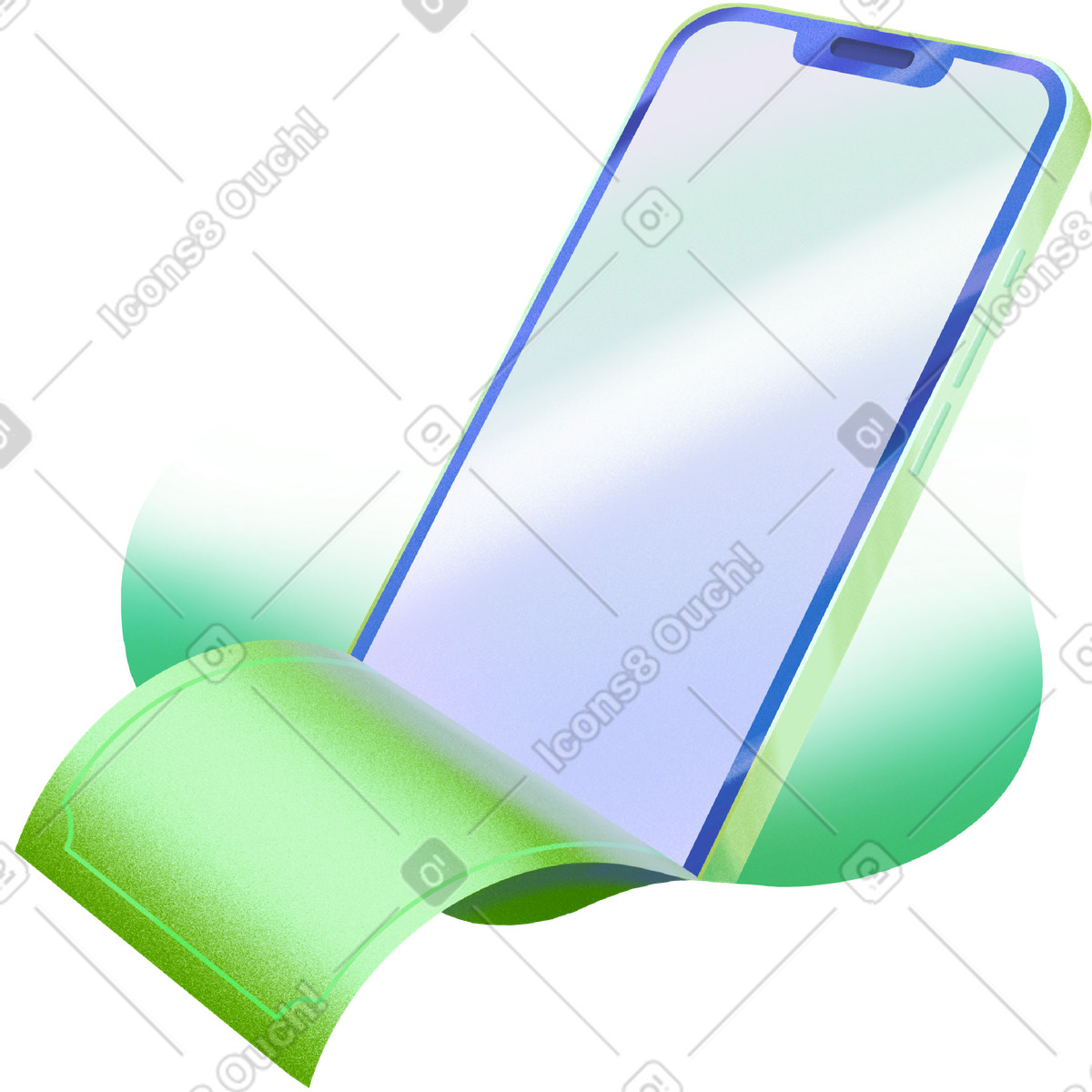Phone with a bill in rounded shape illustration Smart style download PNG, SVG