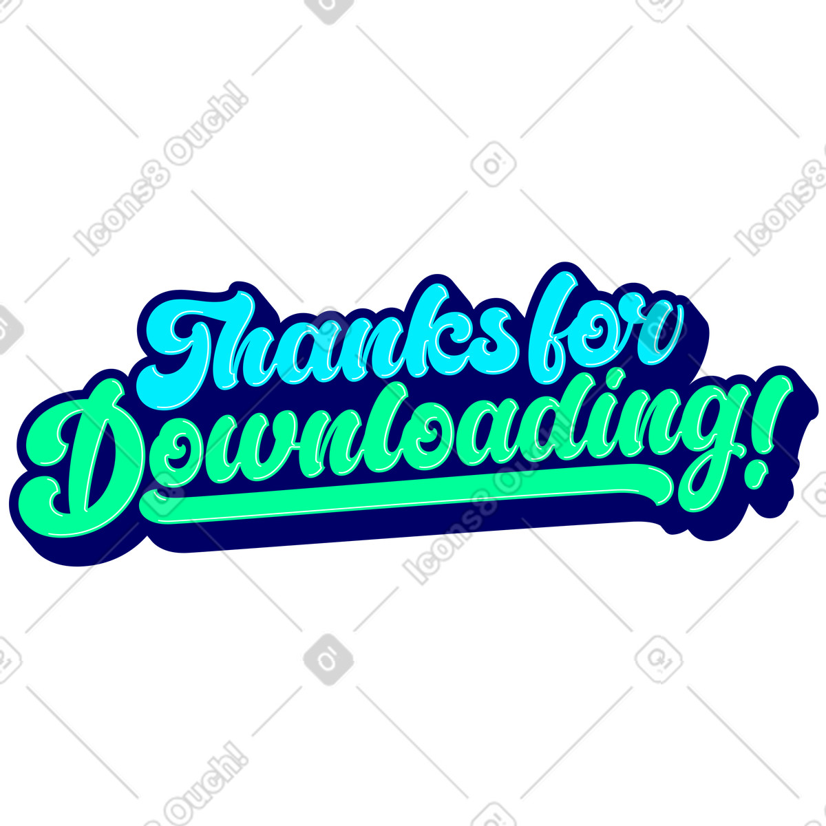Lettering thanks for downloading! with shadows text illustration in style download in PNG, SVG