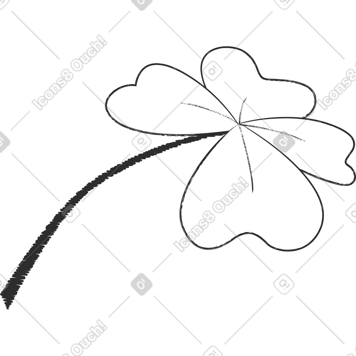 Four-leaf clover illustration in Graphite style download in PNG, SVG