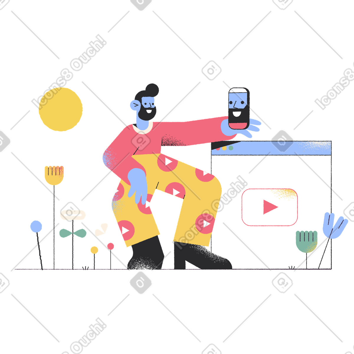 Blogger sendet video für einen blog-Illustration im Pablo-Stil als Download in PNG, SVG
