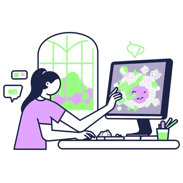 An artist creating a digital collage of fantastical creatures on a computer