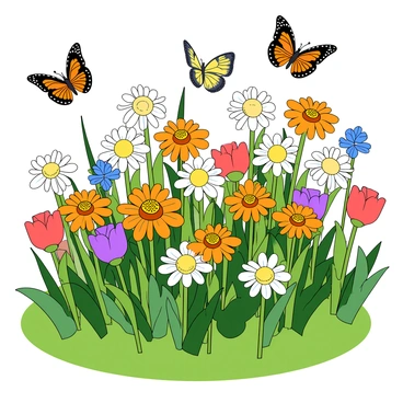 A garden filled with a variety of butterflies fluttering among the flowers