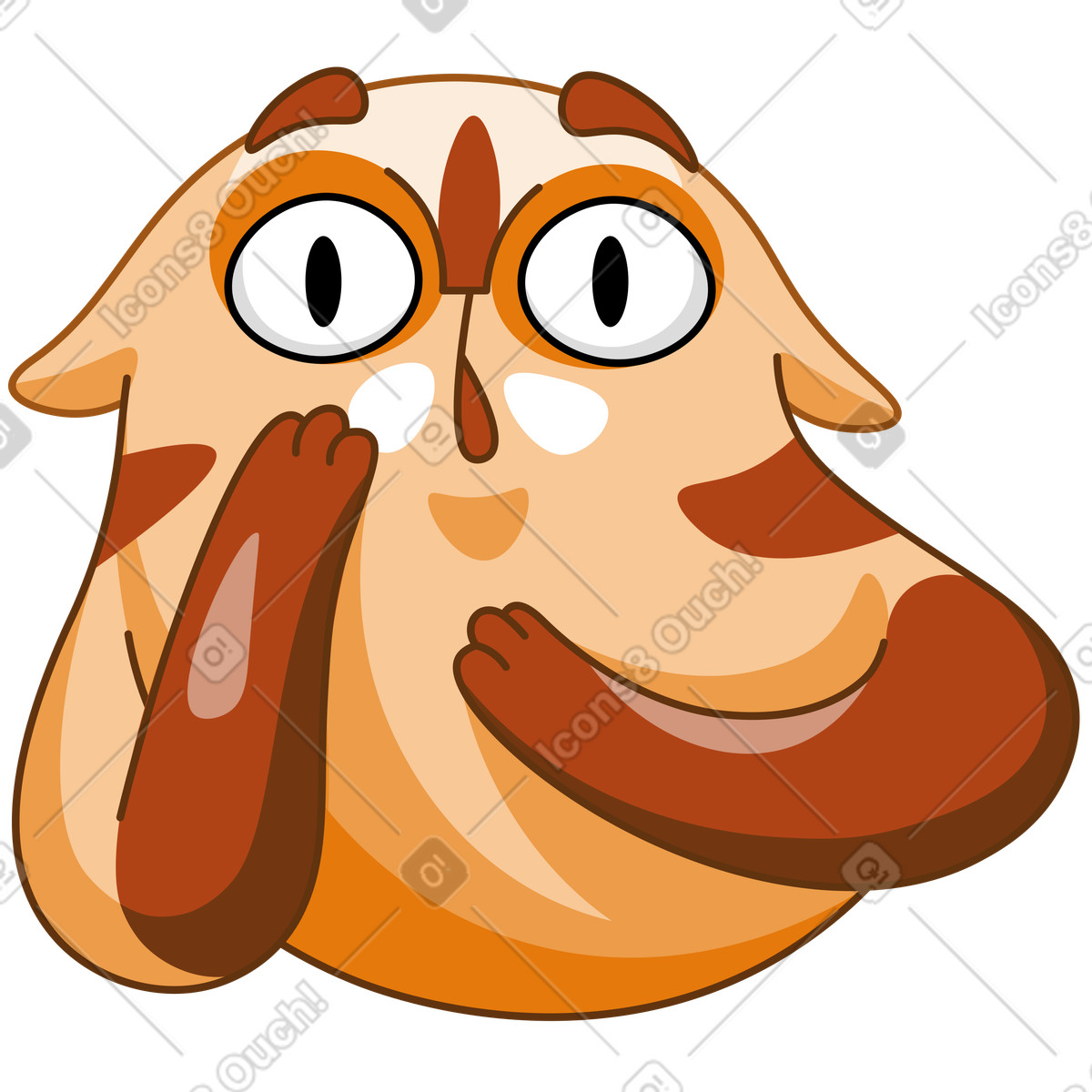 Ilustração de Gato chocado com boca aberta em no estilo Kitekat para baixar em PNG, SVG