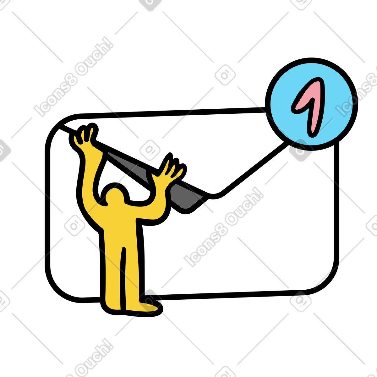 Ilustração de New email notification with user opening inbox envelope em no estilo Wiggle para baixar em PNG, SVG