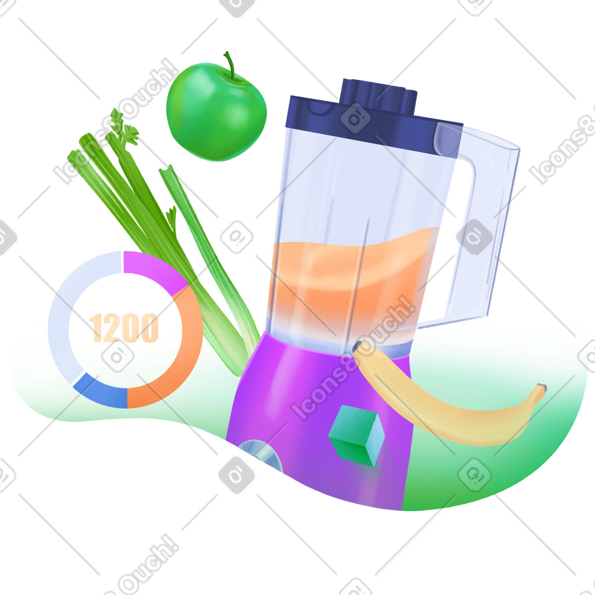 Blender prepares fruit smoothies for healthy eating illustration in Smart style download in PNG, SVG