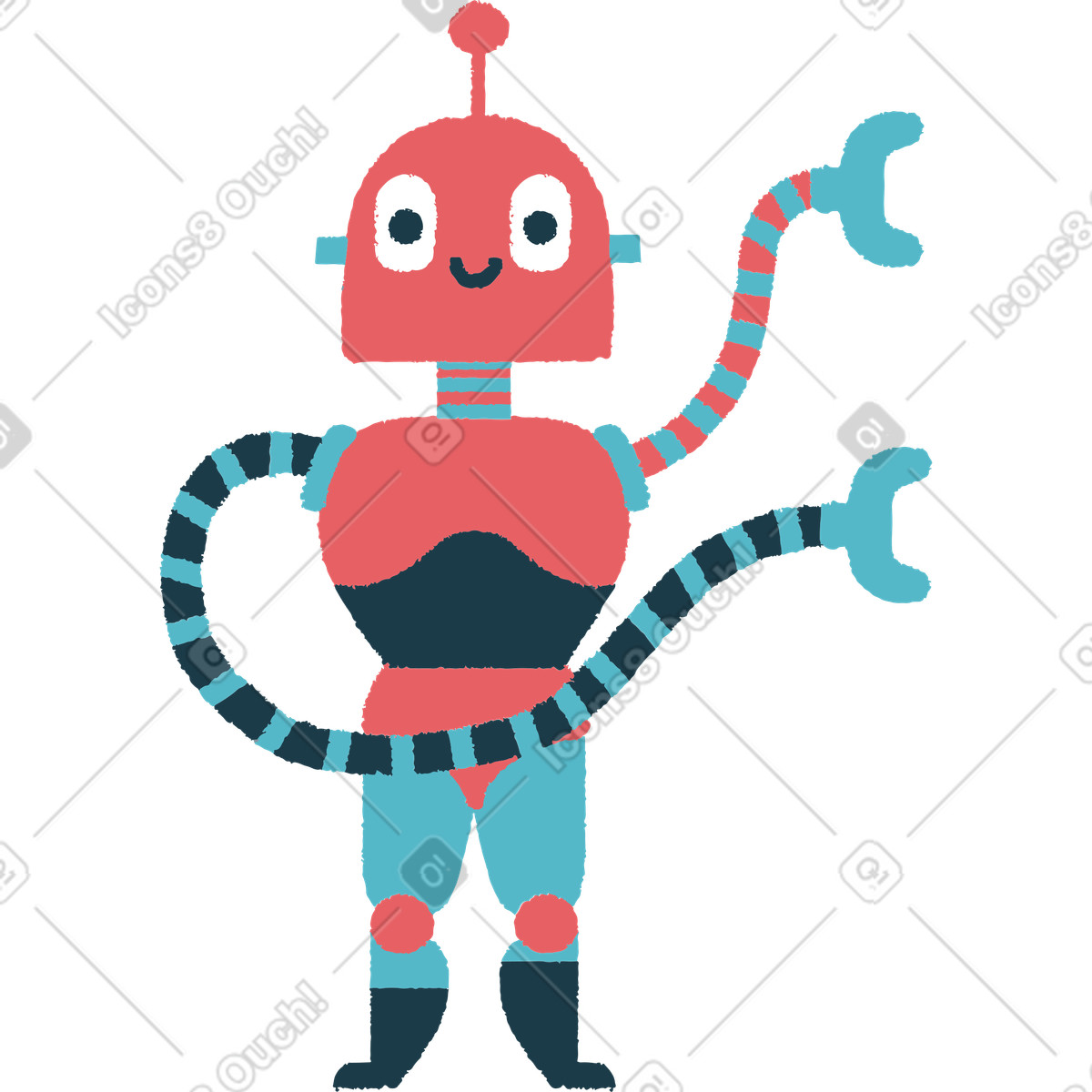 Robot illustrazione in stile Flamenco scarica in PNG, SVG