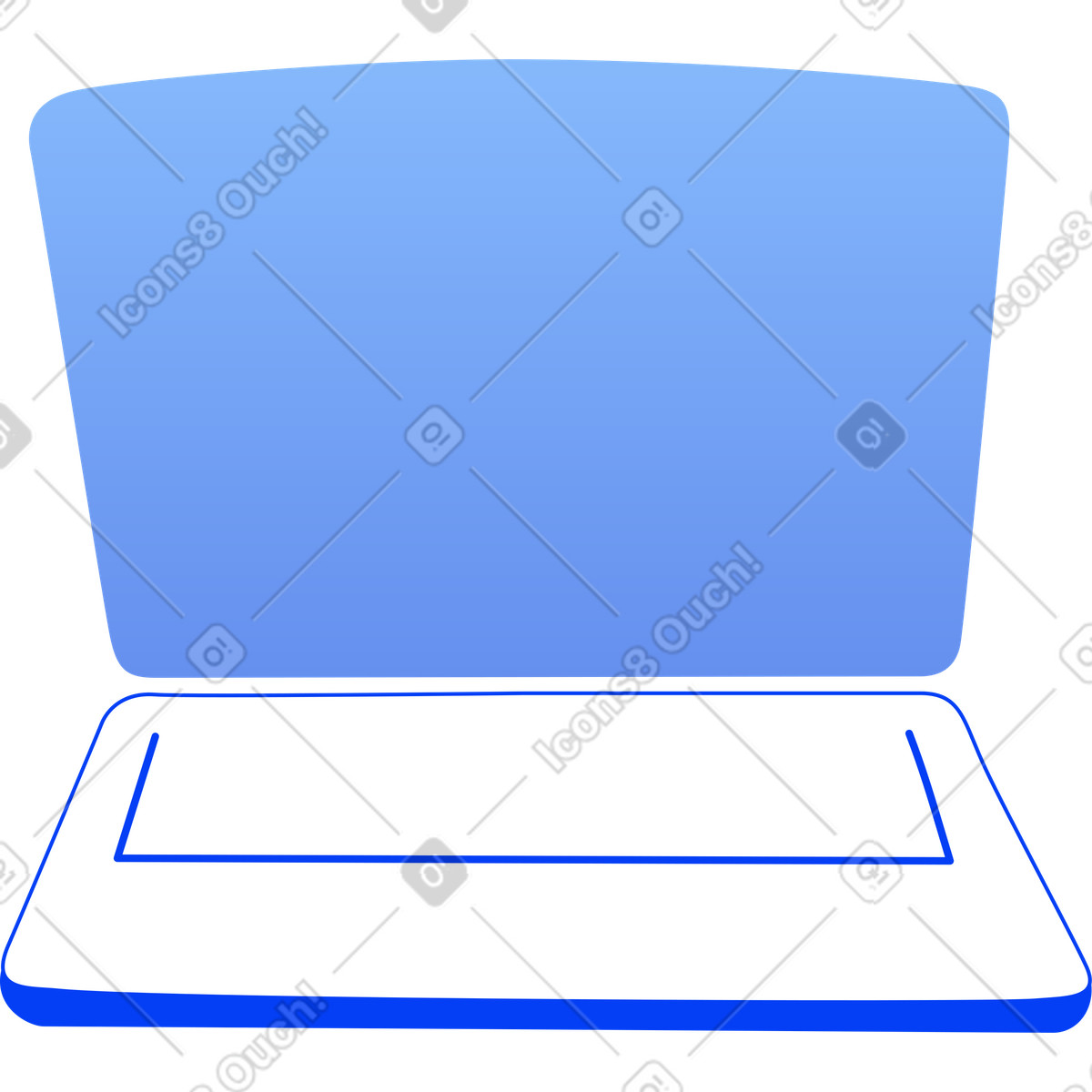Laptop computer with blue gradient screen-Illustration im Buddy-Stil als Download in PNG, SVG