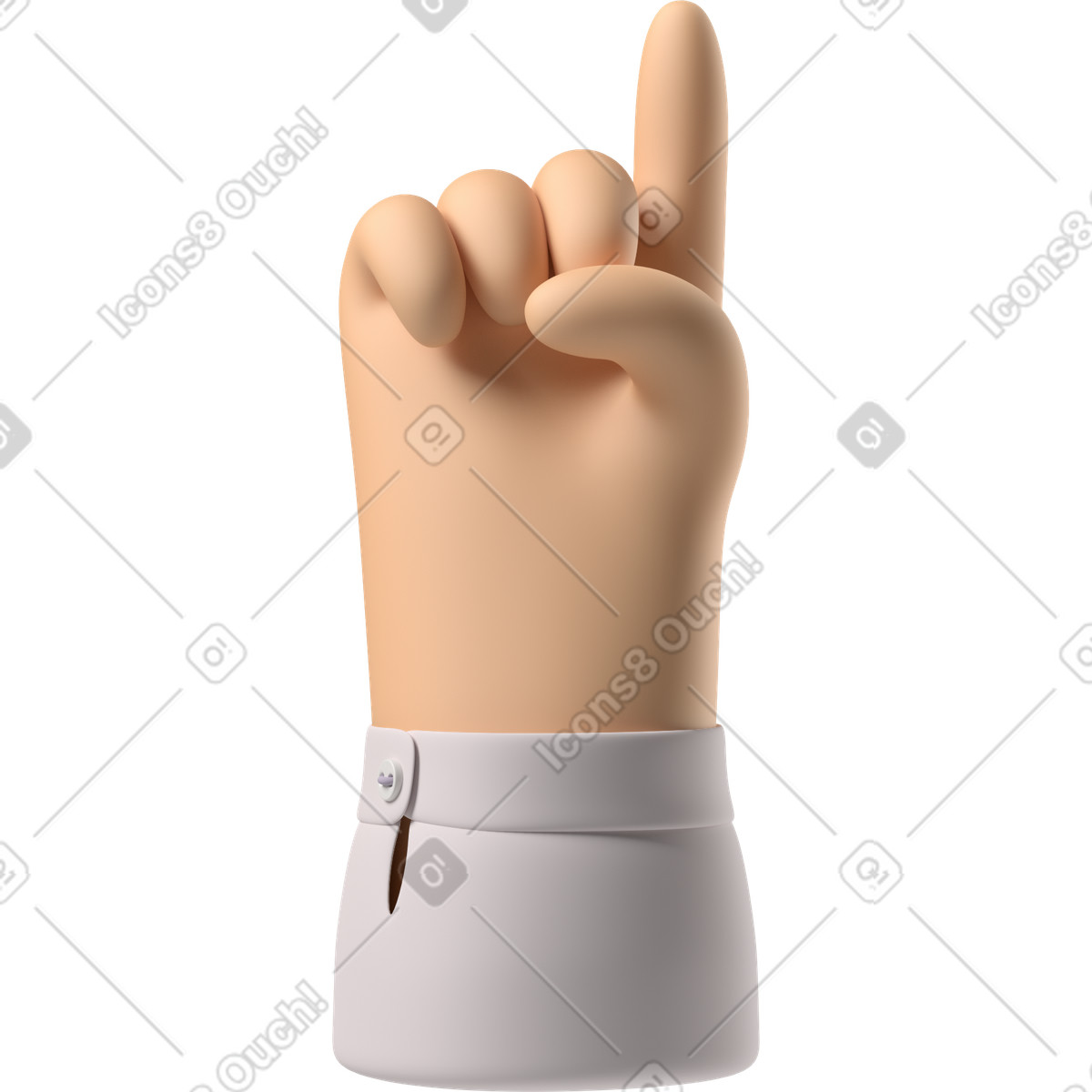 3D Hands Fun&Wild スタイルの 上向きの白い肌の手 のイラストをPNG、SVG形式でダウンロード