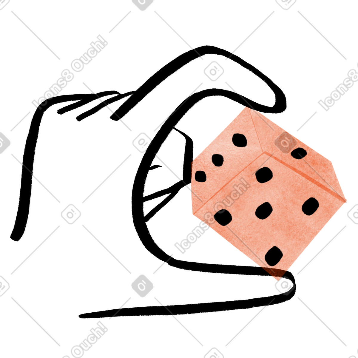 Ilustração animada de Girando os dados manualmente, tomando decisões, pensando em possibilidades ou resultados no estilo Hand-drawn animation para baixar GIF, Lottie (JSON), AE