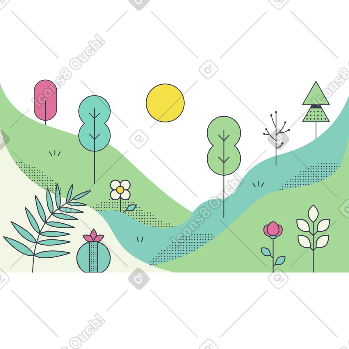 Ilustração de Natureza e fundo primavera em no estilo Abstract para baixar em PNG, SVG