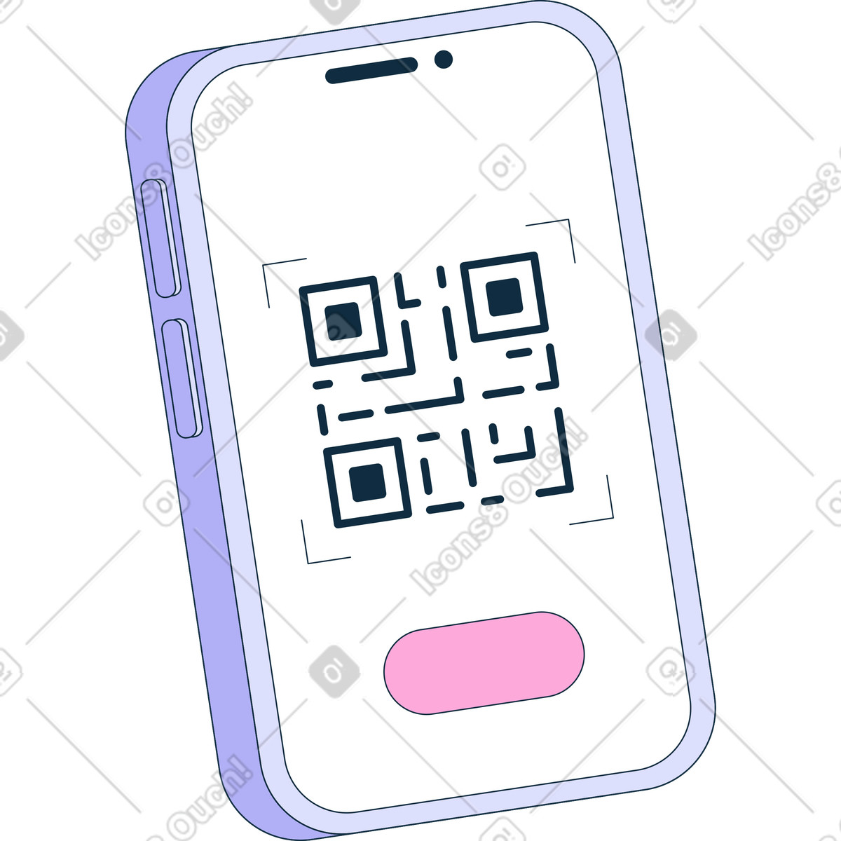 Mobile with qr cod illustration in PNG, SVG