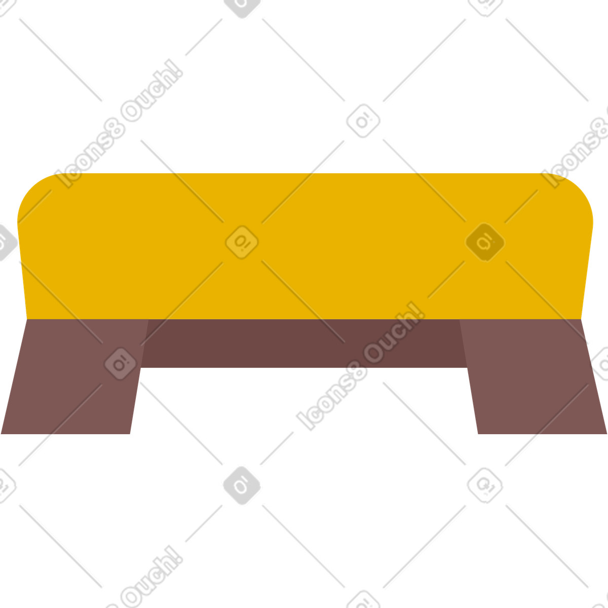 Yellow banquette chair illustration in Woof style download in PNG, SVG
