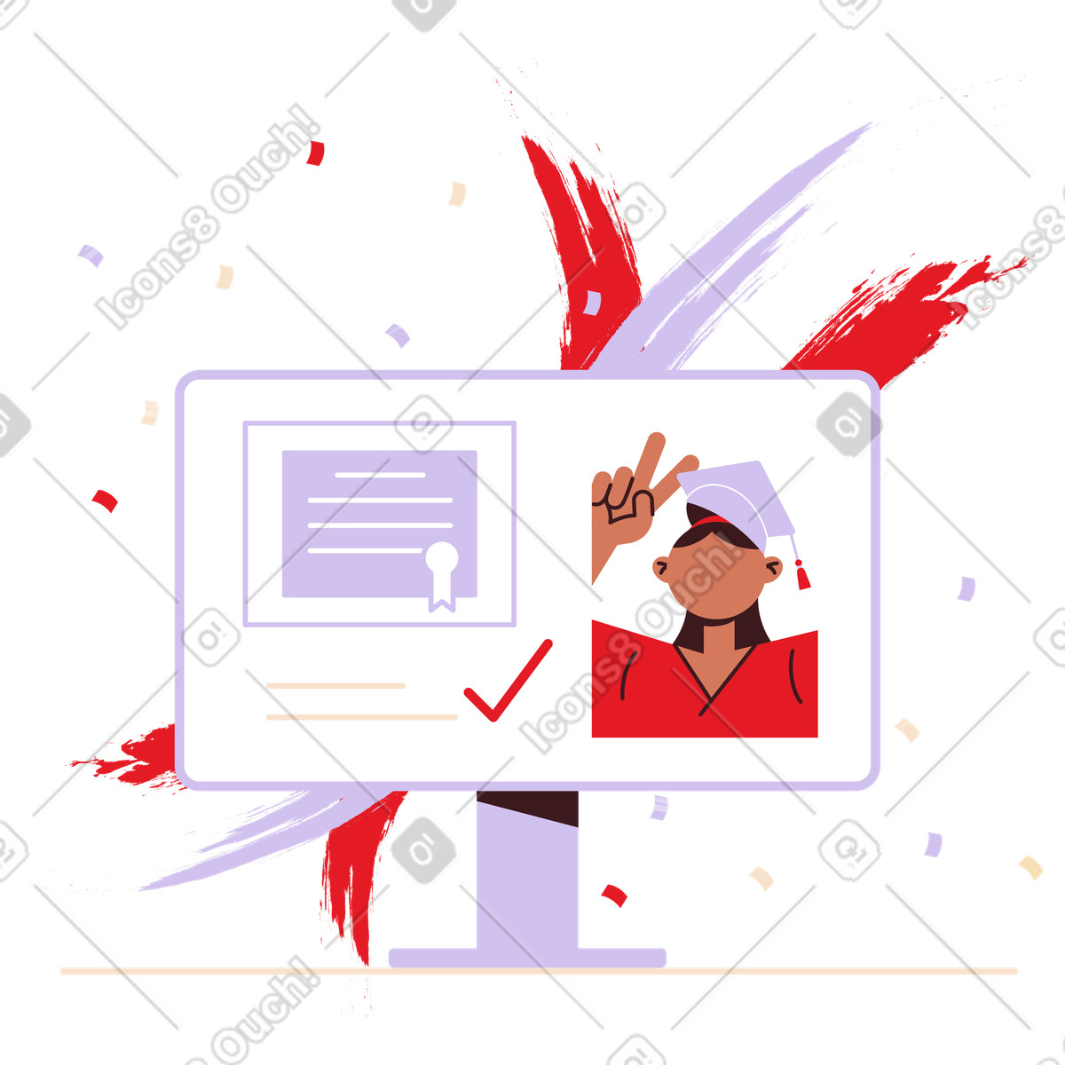 Student in mortarboard illustration online graduation ceremony clipart Bachelor's Degree graphics