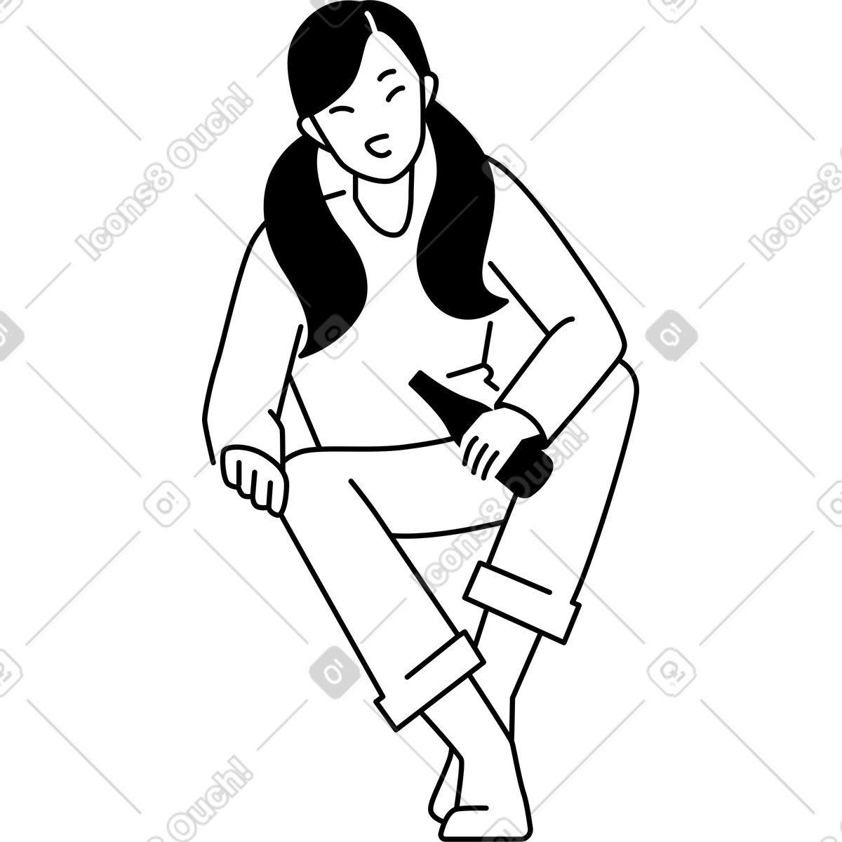 Giovane donna seduta illustration in PNG, SVG