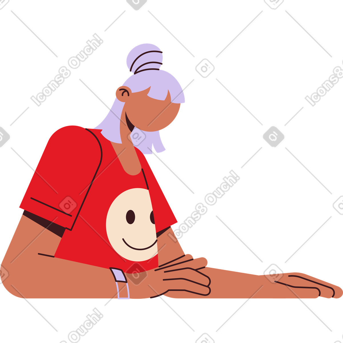 Illustration Fille regardant quelque part dans le style Folks à télécharger aux formats PNG, SVG