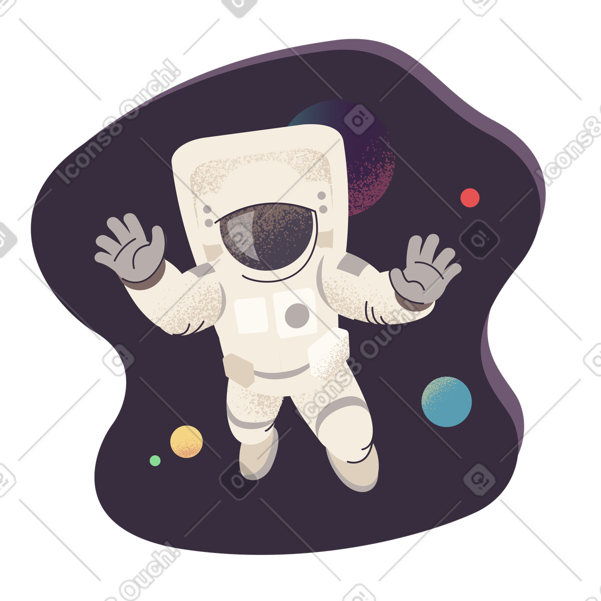 Astronaut in space illustration Pale style download PNG, SVG