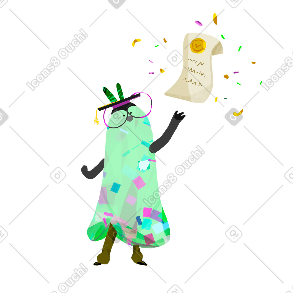 Graduation illustration in Atomic style download in PNG, SVG