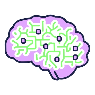 An electronic circuit board is displayed prominently, featuring intricate pathways that mimic the structure of a cerebellum. The pathways on the board are arranged in a complex, tree-like pattern, resembling the neural connections found in the cerebellum. The components on the circuit board include small green capacitors and purple resistors, strategically placed along the pathways to enhance the visual resemblance to brain structures. The background of the image is neutral, allowing the details of the circuit board to stand out.