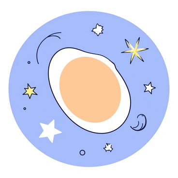 An ovary with a realistic texture and color, surrounded by a soft, glowing egg. The ovary and egg are positioned in the center of the image, clearly defined against the background. There are numerous small, twinkling stars scattered around them, along with swirling shapes representing distant galaxies. The stars emit a gentle light, creating a feeling of depth and connection to the cosmic theme.
