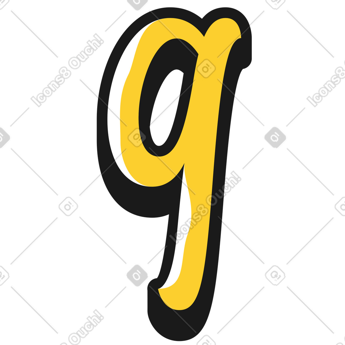 Lowercase letter q illustration in Taxi style download in PNG, SVG