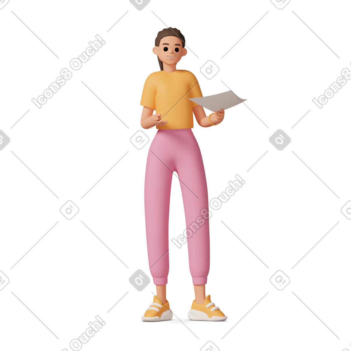 Illustration Girl explaining lesson material dans le style 3D Casual life à télécharger aux formats PNG, SVG