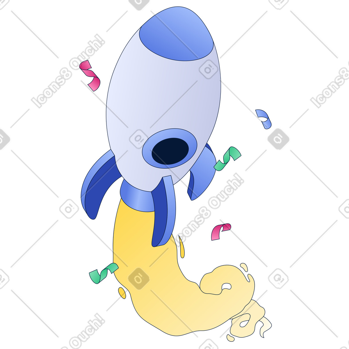 Successful rocket launch with confetti, Product release or business milestone illustration in Neat style download in PNG, SVG