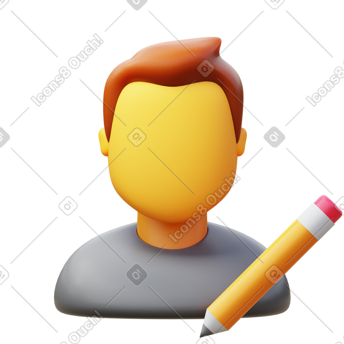 Writer male-Illustration im 3D Fluency-Stil als Download in PNG, SVG