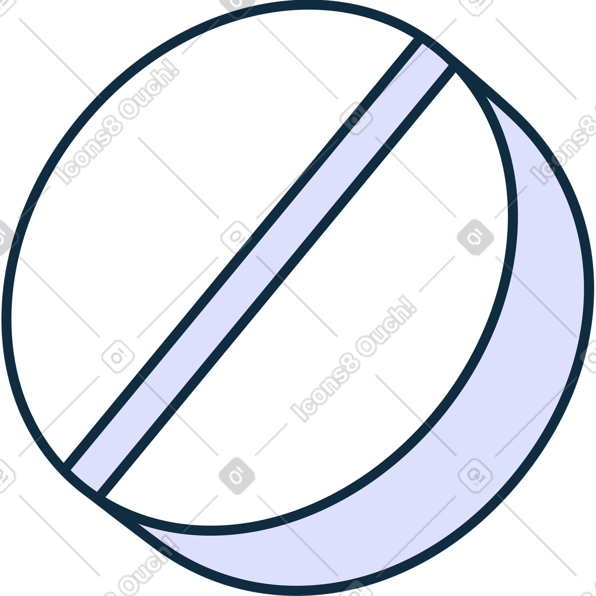 Round white pill illustration in Bubble gum style download in PNG, SVG