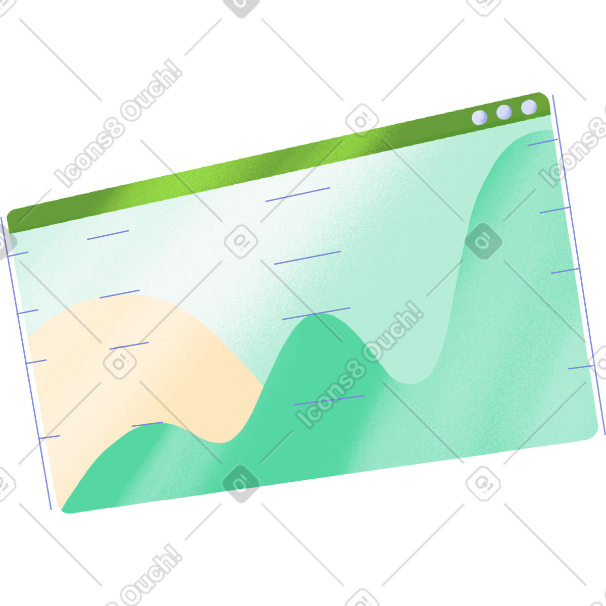 Green browser window with a graph illustration in PNG, SVG