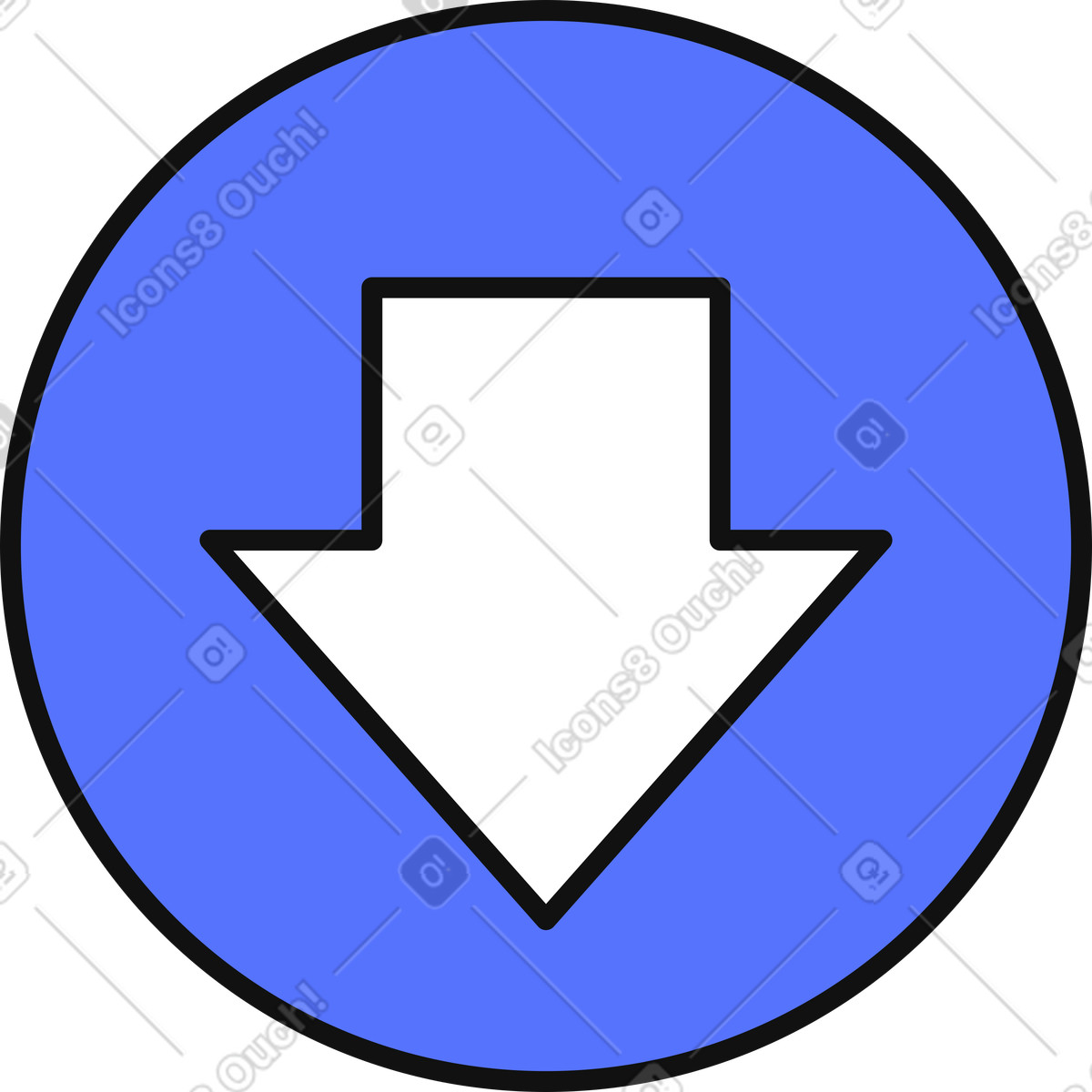 Main 스타일의 Arrow down direction symbol inside blue circular button icon 일러스트레이션 PNG, SVG 다운로드