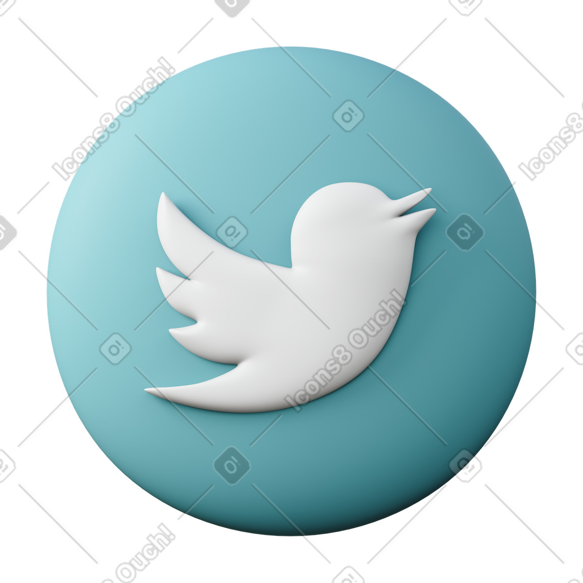 Ilustración Twitter en estilo 3D Sugary a descargar en PNG y SVG