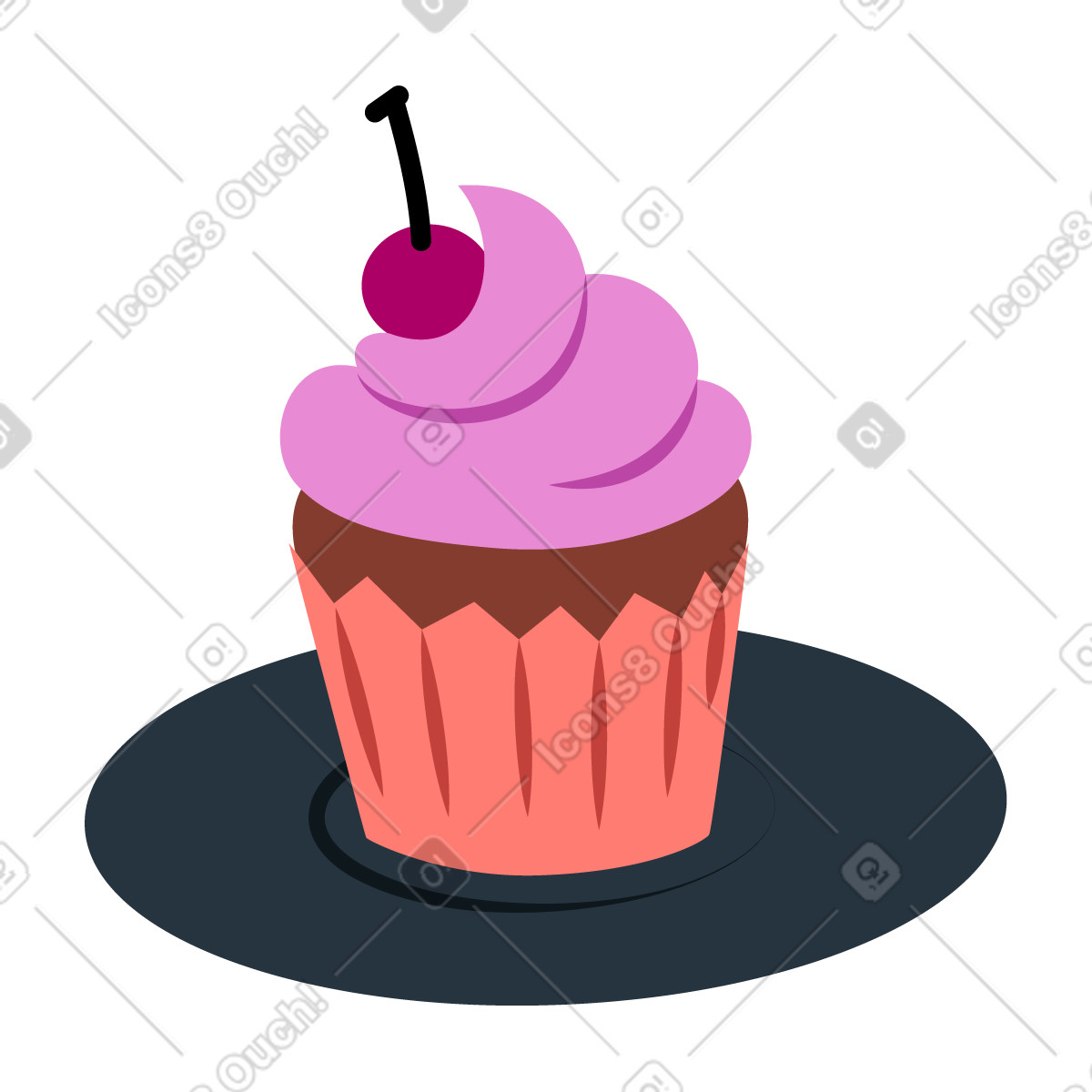 Cupcake illustration in Everyday style download in PNG, SVG